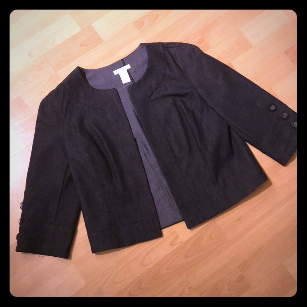 Jean Material Blazer with 3/4 length sleeves